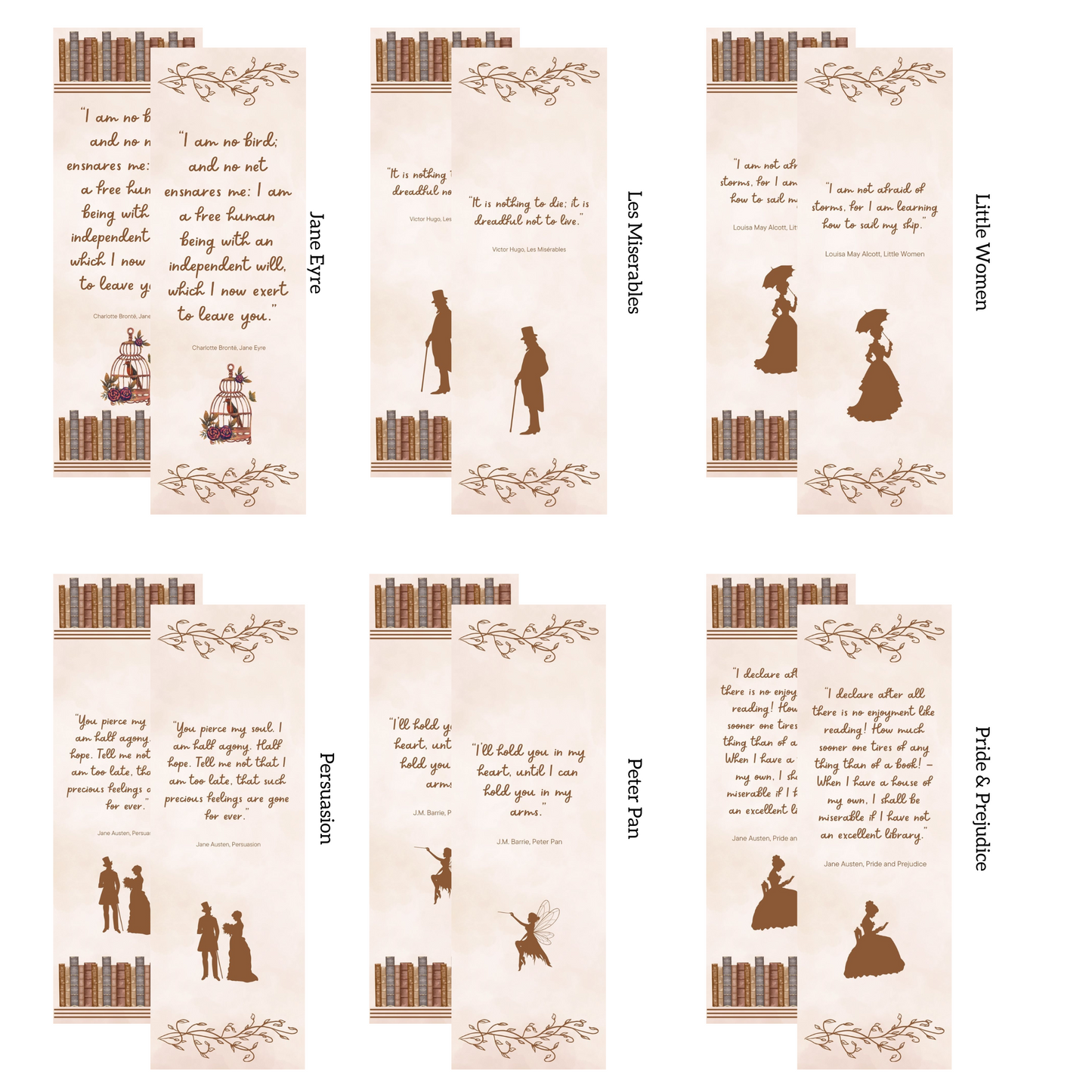 Classic Book Quotes Bookmarks- Set of 18