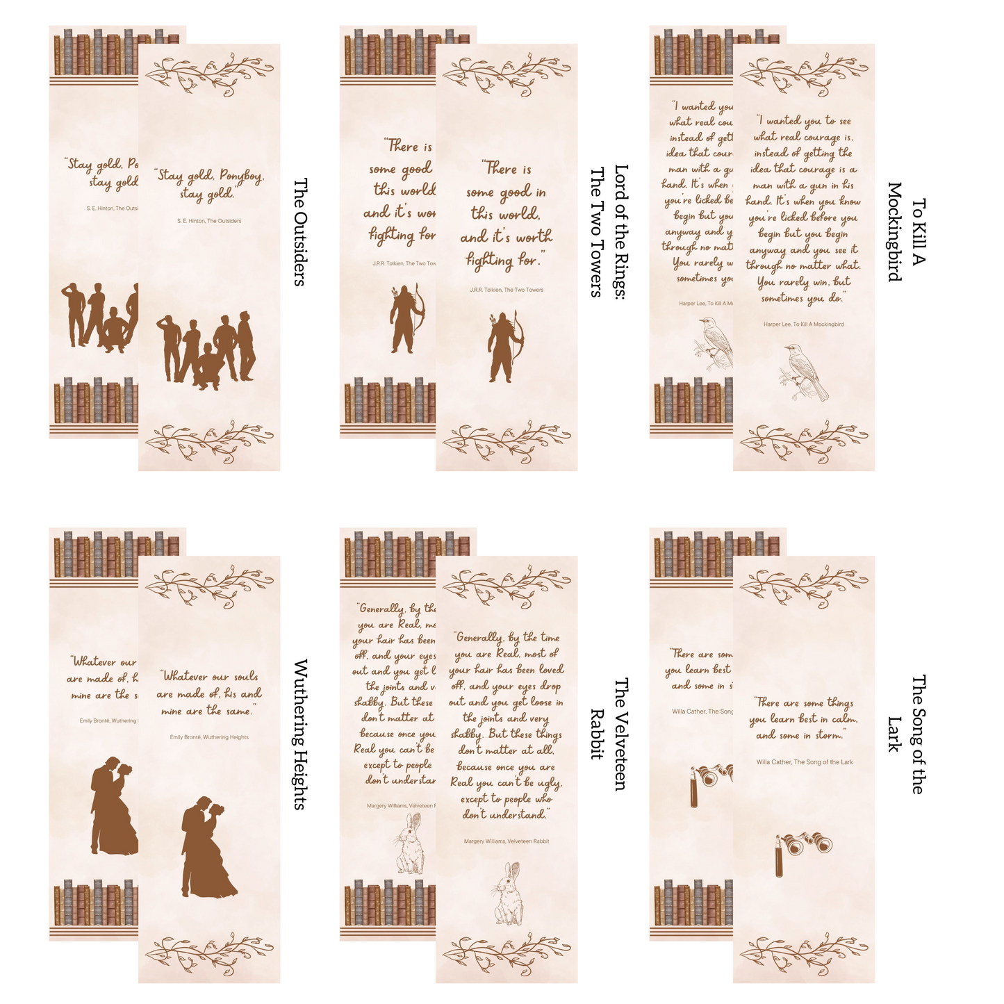 Classic Book Quotes Bookmarks- Set of 18